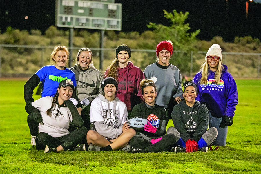 Students on the flag football team